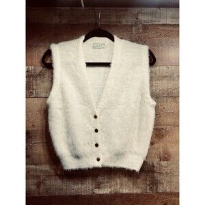 Fleetwood Sportswear Cardigan 100% Virgin Orlon Cream Sweater Vest Women Size M